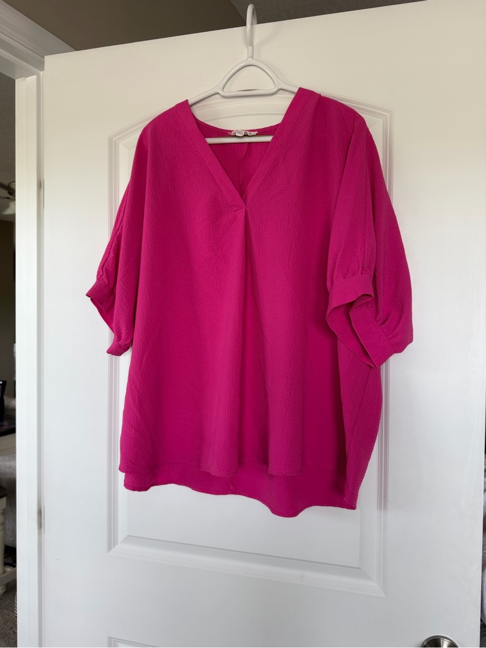 ANDREE BY UNIT Bright Fuchsia V-Neck Dolman Sleeve Blouse